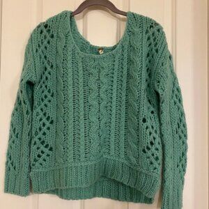 Free People Chunky Knit Sweater Wool Mohair Blend Mint Size XS